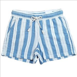 NWT Old Navy 100% Cotton Blue & White Stripe Hi Rise 5" Elastic Waist Short